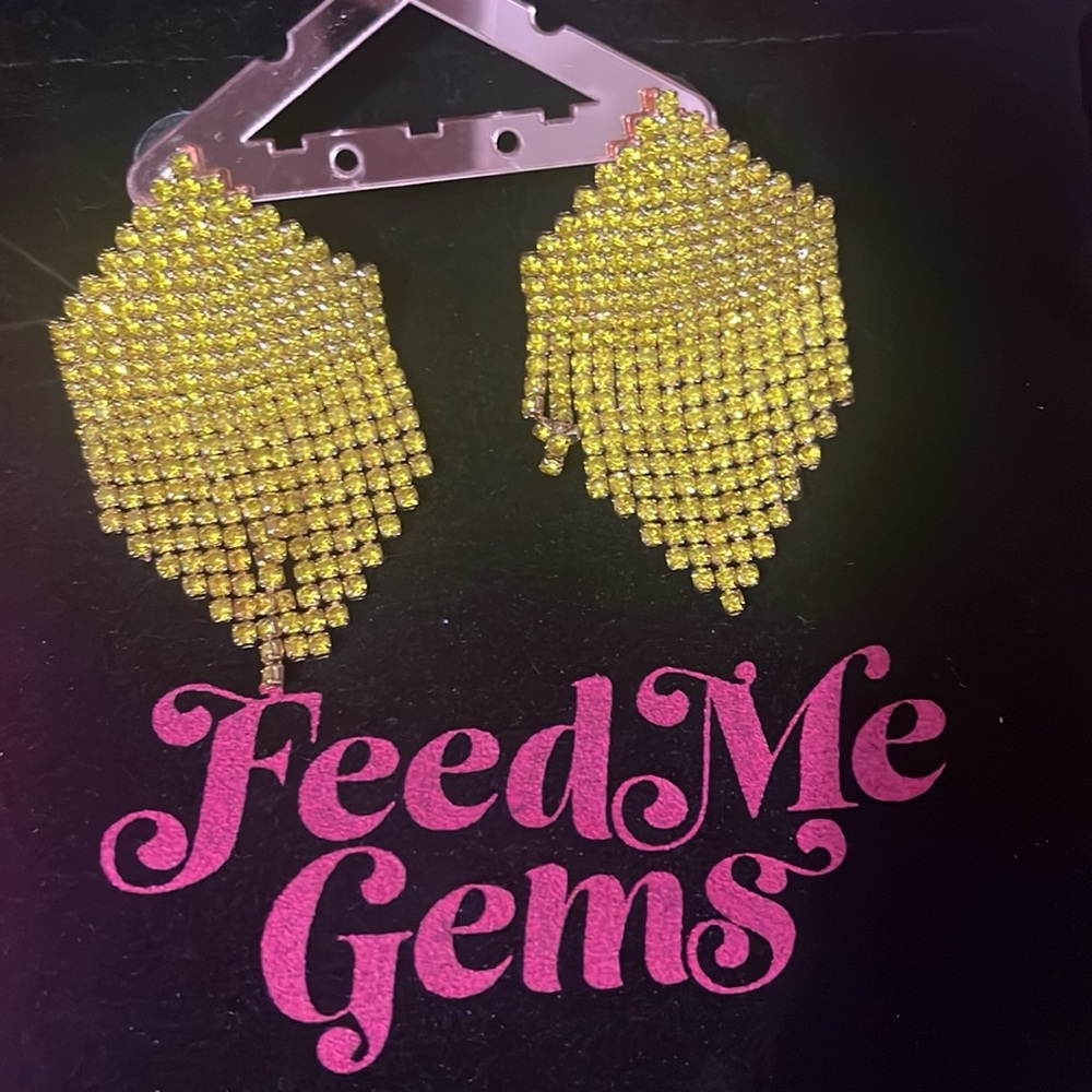 Feed Me Gems Gold Statement Earrings